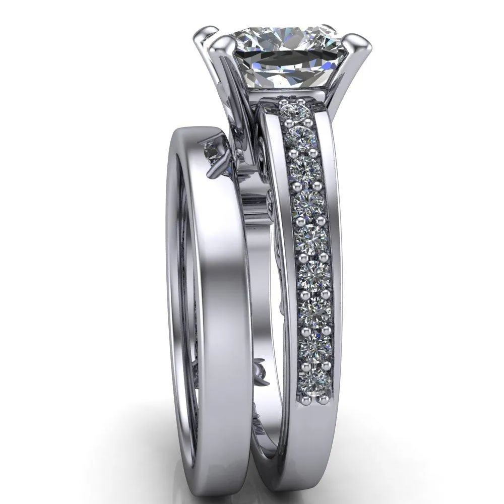 Keating Cushion Center Stone Diamond Channel 4 Prong Ring