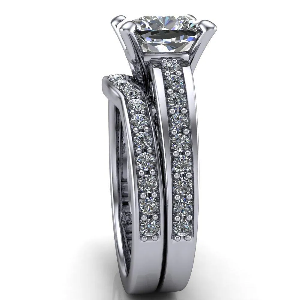 Keating Cushion Center Stone Diamond Channel 4 Prong Ring