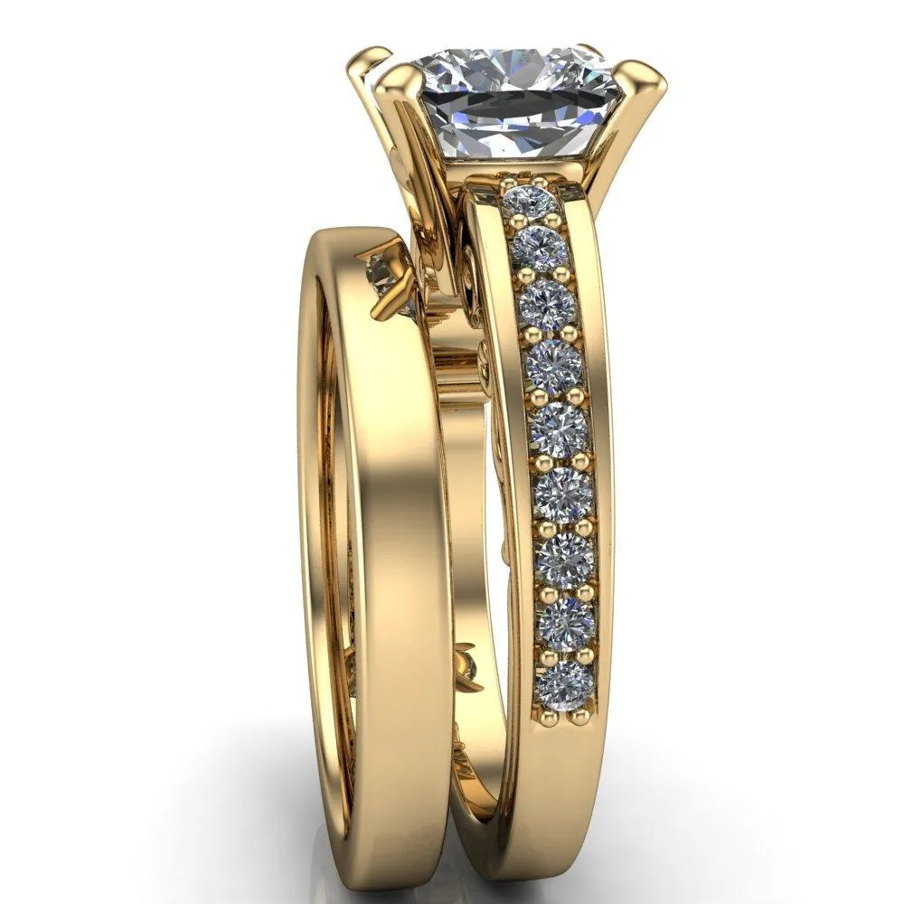 Keating Cushion Center Stone Diamond Channel 4 Prong Ring