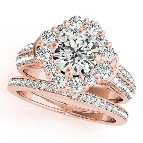 Keilan Round Center Stone Diamond Halo Double Channel Engagement Ring