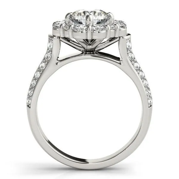 Keilan Round Center Stone Diamond Halo Double Channel Engagement Ring