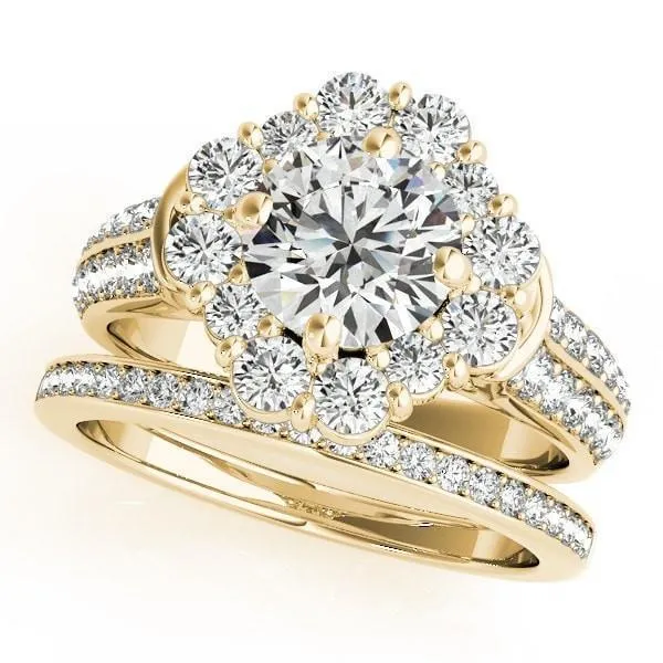 Keilan Round Center Stone Diamond Halo Double Channel Engagement Ring