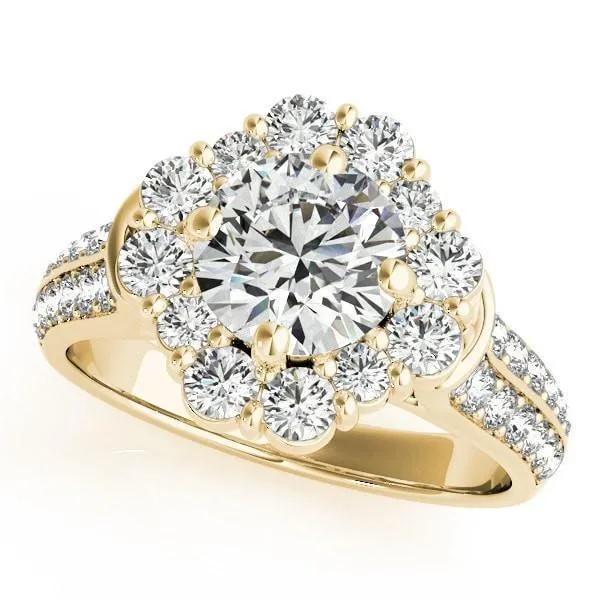 Keilan Round Center Stone Diamond Halo Double Channel Engagement Ring