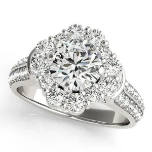 Keilan Round Center Stone Diamond Halo Double Channel Engagement Ring