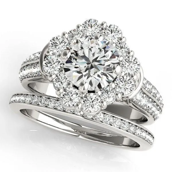 Keilan Round Center Stone Diamond Halo Double Channel Engagement Ring