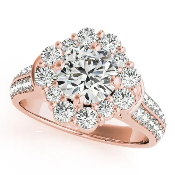 Keilan Round Center Stone Diamond Halo Double Channel Engagement Ring