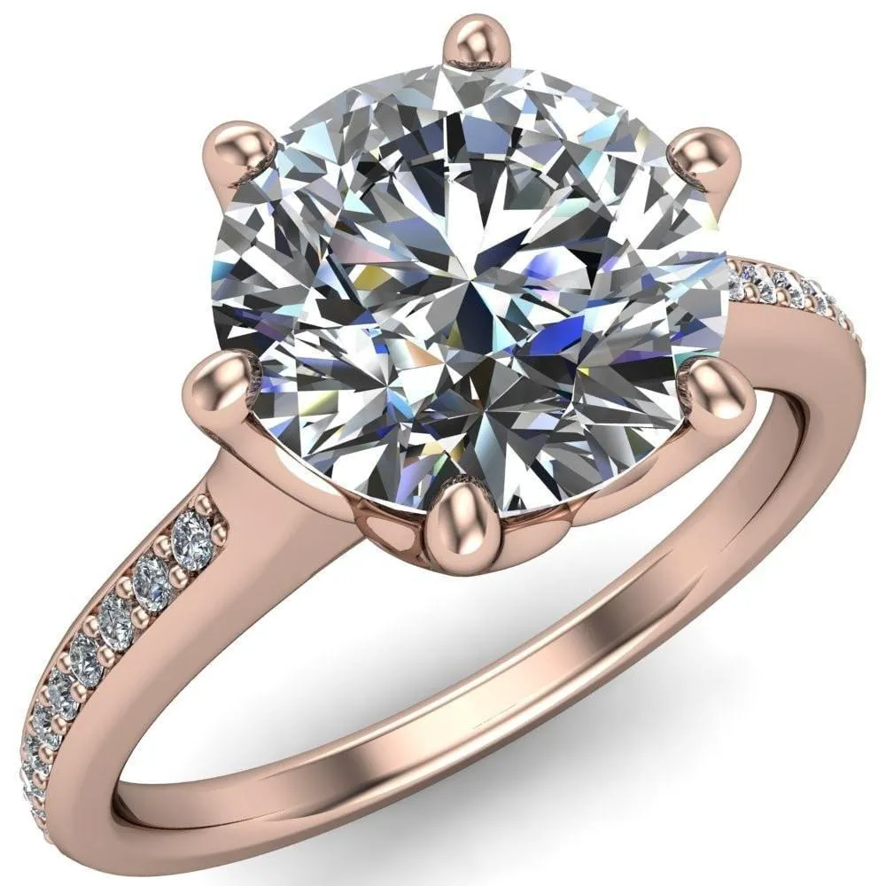 Keller Round Center Stone 6 Prong Diamond Channel Ring