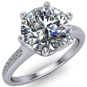 Keller Round Center Stone 6 Prong Diamond Channel Ring