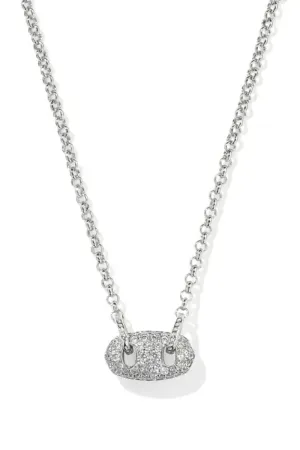 Kendra Scott Bailey Silver Pave Short Pendant Necklace in White Crystal | 9608869380