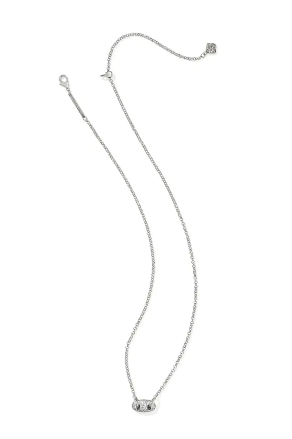 Kendra Scott Bailey Silver Pave Short Pendant Necklace in White Crystal | 9608869380