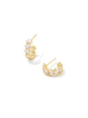 Kendra Scott Cailin Crystal Huggie Earrings - Gold White Crystal