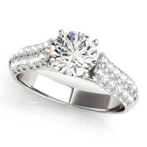 Kennedy Round Center Stone Double Diamond Channel Two-Tone 4 Prong Engagement Ring