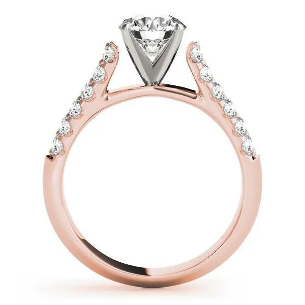 Kennedy Round Center Stone Double Diamond Channel Two-Tone 4 Prong Engagement Ring