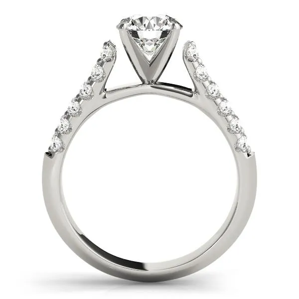 Kennedy Round Center Stone Double Diamond Channel Two-Tone 4 Prong Engagement Ring