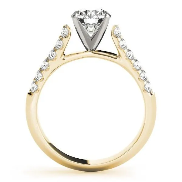Kennedy Round Center Stone Double Diamond Channel Two-Tone 4 Prong Engagement Ring