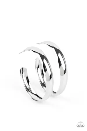 Kick Em to the CURVE Silver Paparazzi Earrings