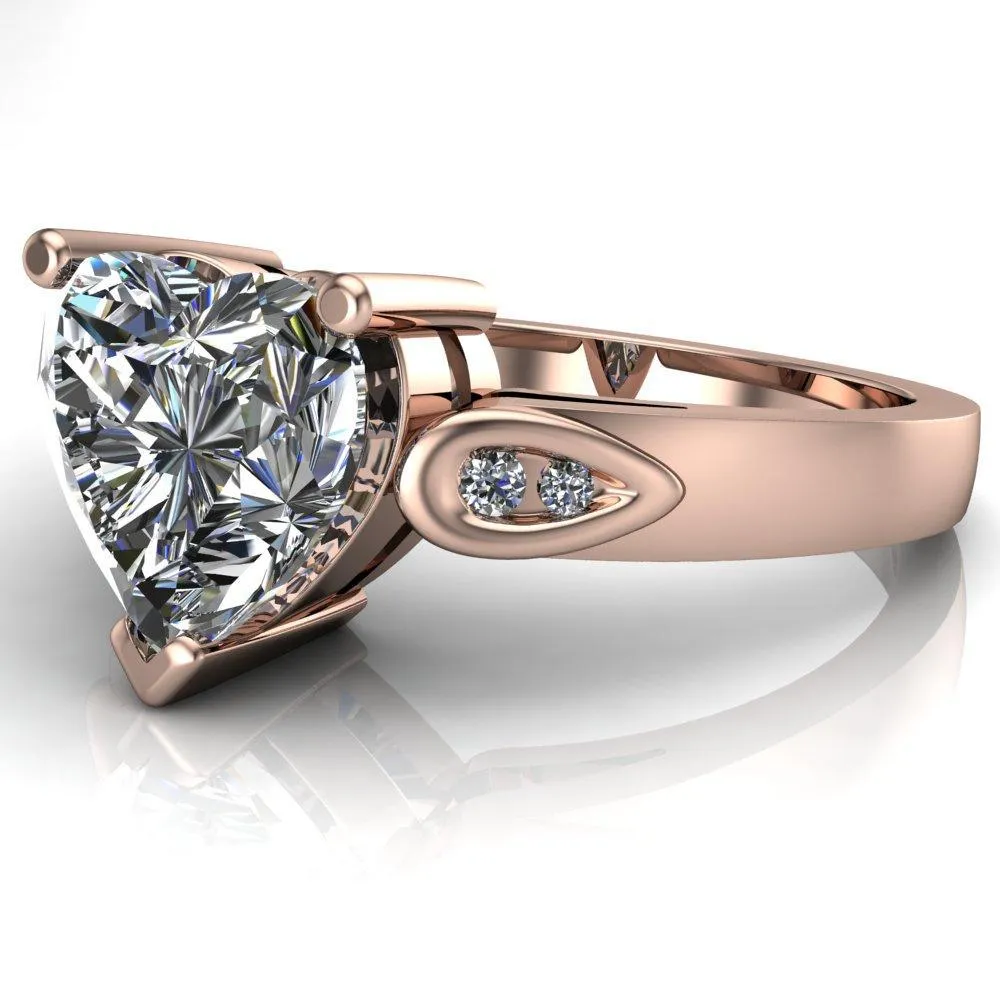 Kiera Heart Moissanite Drop Shoulders Shank Diamond Ring