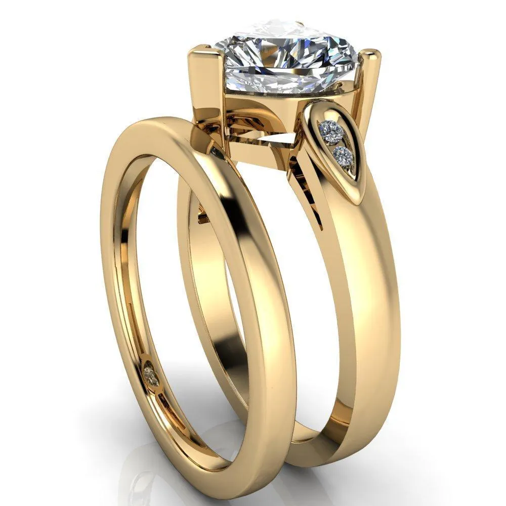 Kiera Heart Moissanite Drop Shoulders Shank Diamond Ring