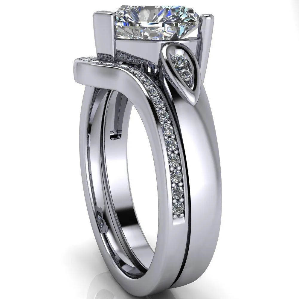 Kiera Heart Moissanite Drop Shoulders Shank Diamond Ring
