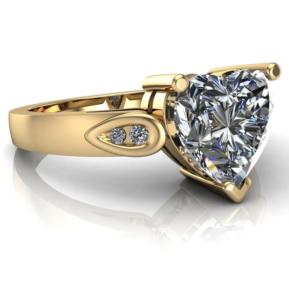 Kiera Heart Moissanite Drop Shoulders Shank Diamond Ring