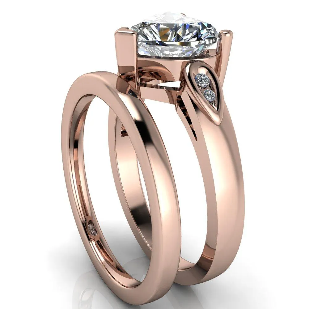 Kiera Heart Moissanite Drop Shoulders Shank Diamond Ring