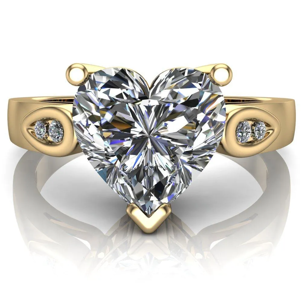 Kiera Heart Moissanite Drop Shoulders Shank Diamond Ring