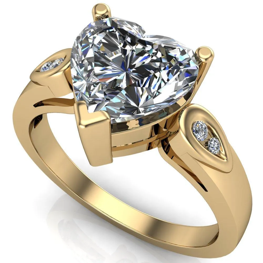 Kiera Heart Moissanite Drop Shoulders Shank Diamond Ring