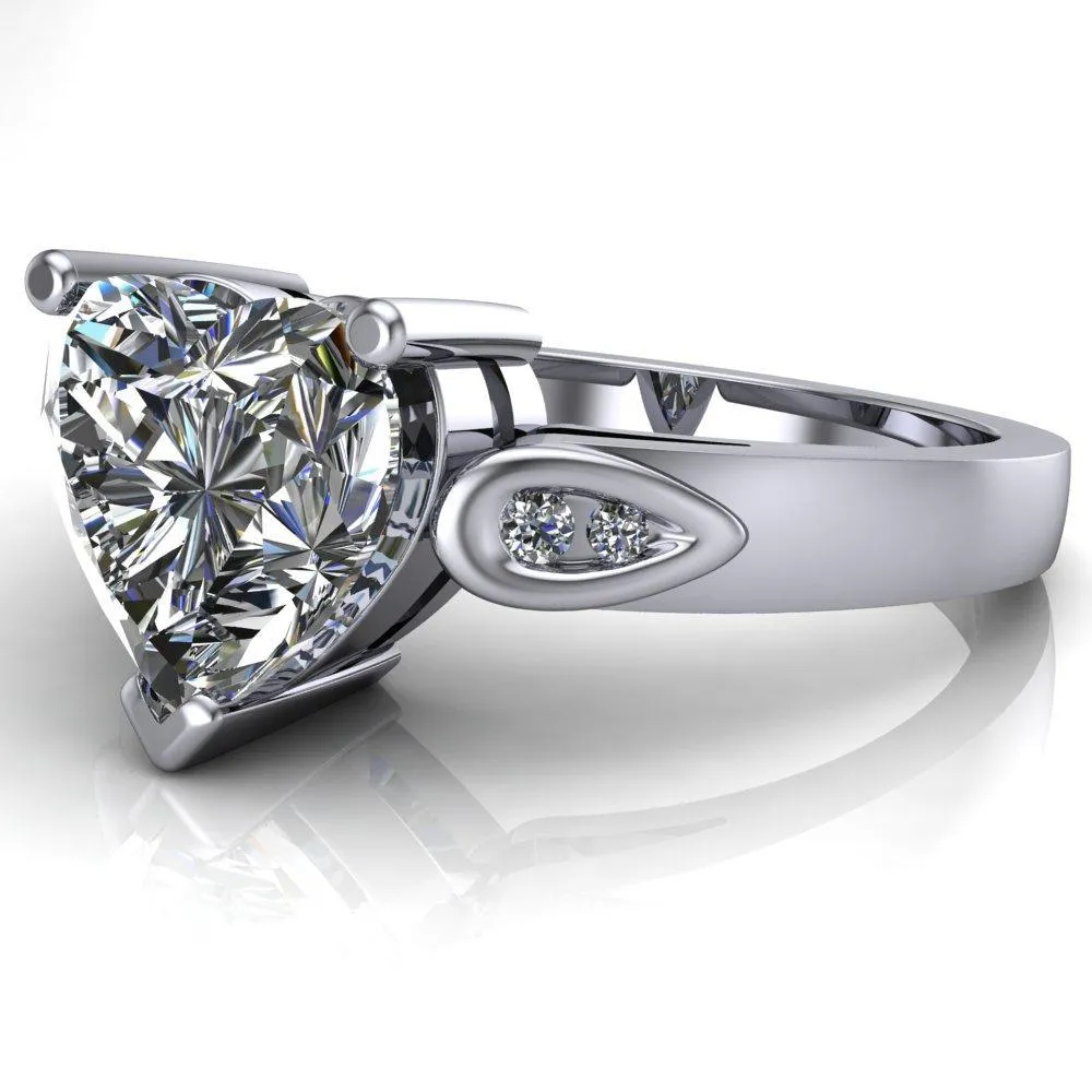 Kiera Heart Moissanite Drop Shoulders Shank Diamond Ring