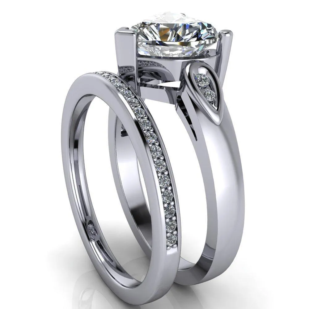 Kiera Heart Moissanite Drop Shoulders Shank Diamond Ring