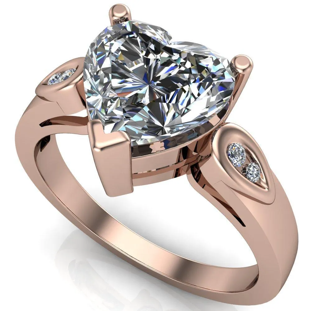Kiera Heart Moissanite Drop Shoulders Shank Diamond Ring