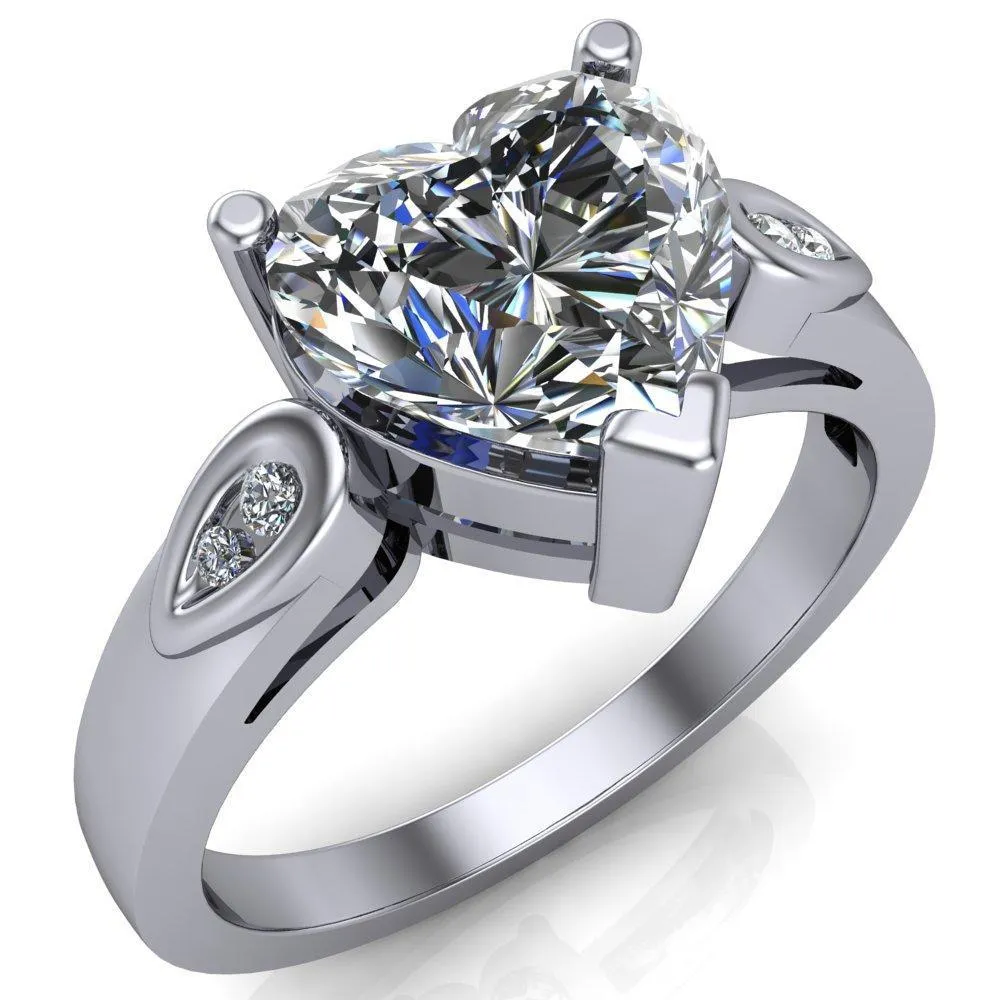 Kiera Heart Moissanite Drop Shoulders Shank Diamond Ring