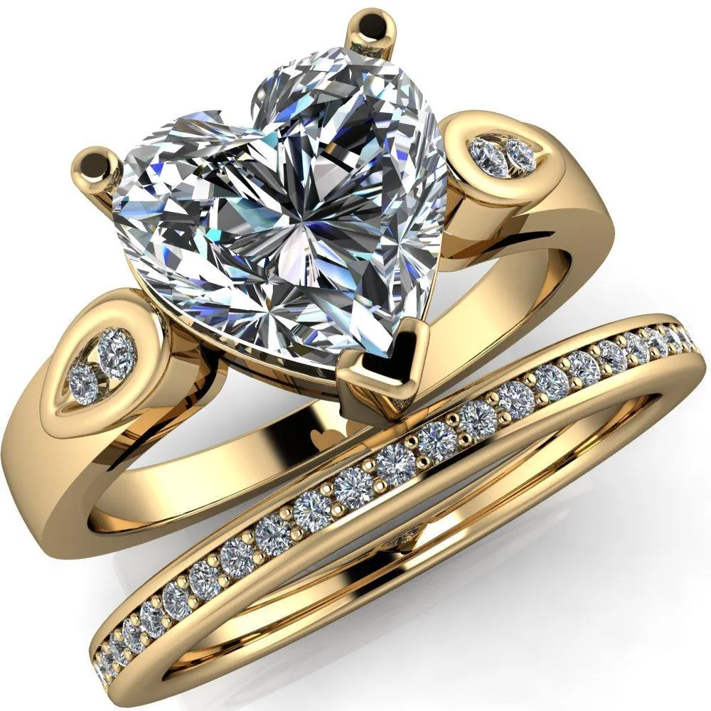 Kiera Heart Moissanite Drop Shoulders Shank Diamond Ring