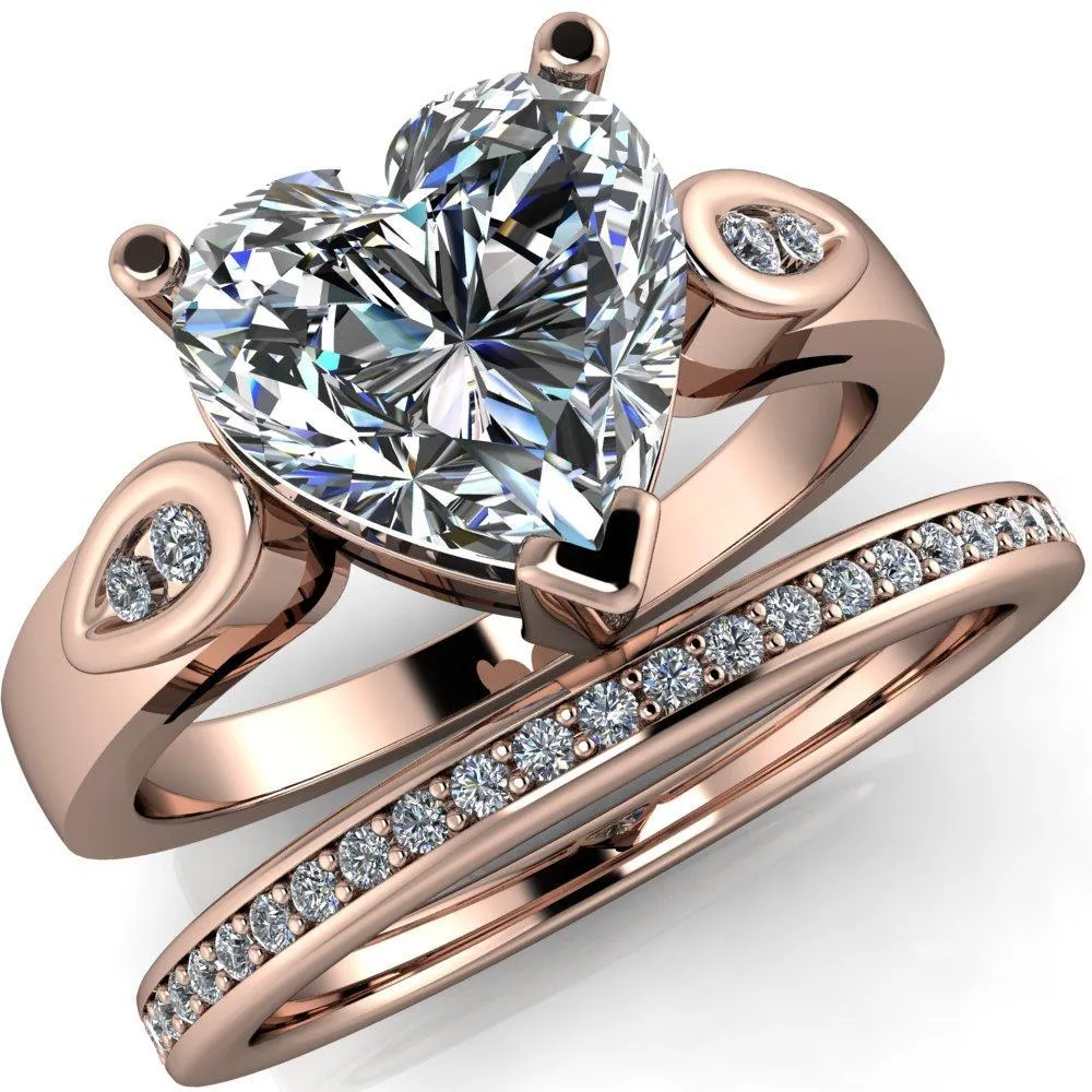 Kiera Heart Moissanite Drop Shoulders Shank Diamond Ring