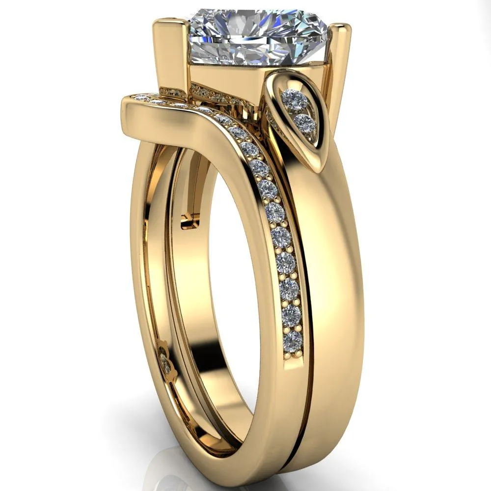 Kiera Heart Moissanite Drop Shoulders Shank Diamond Ring