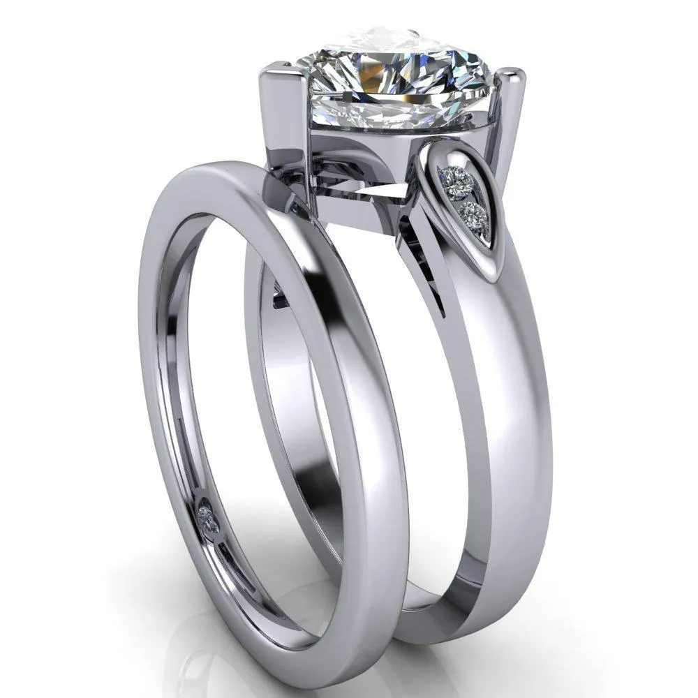 Kiera Heart Moissanite Drop Shoulders Shank Diamond Ring