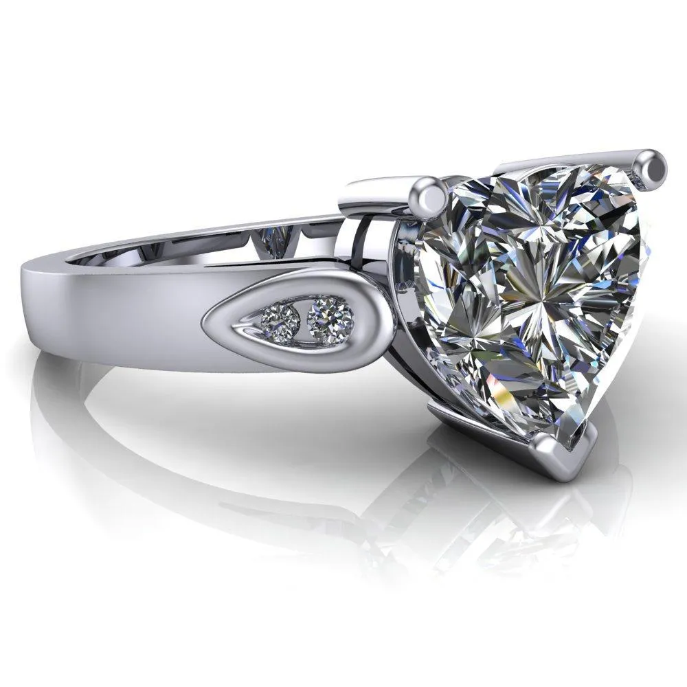 Kiera Heart Moissanite Drop Shoulders Shank Diamond Ring
