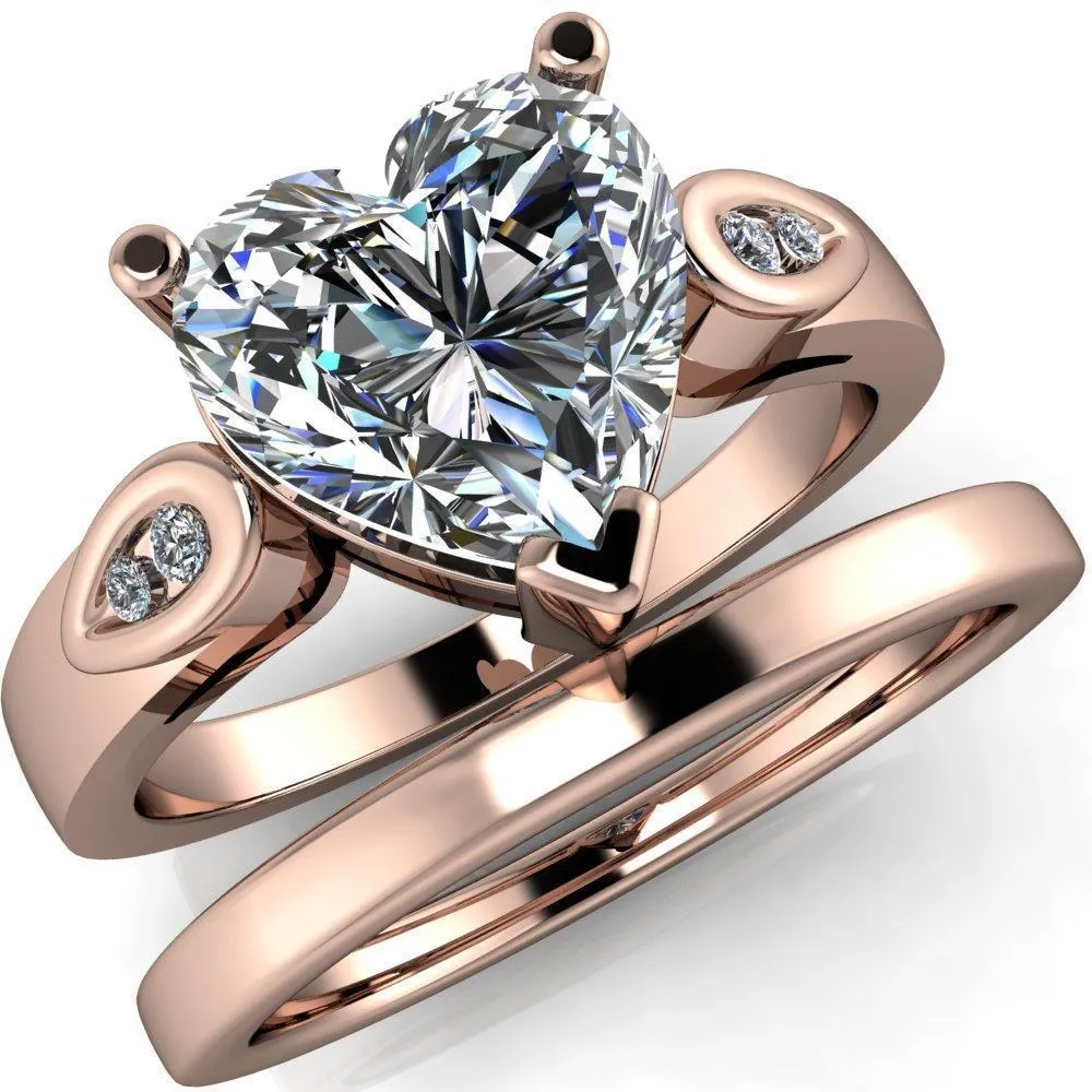 Kiera Heart Moissanite Drop Shoulders Shank Diamond Ring