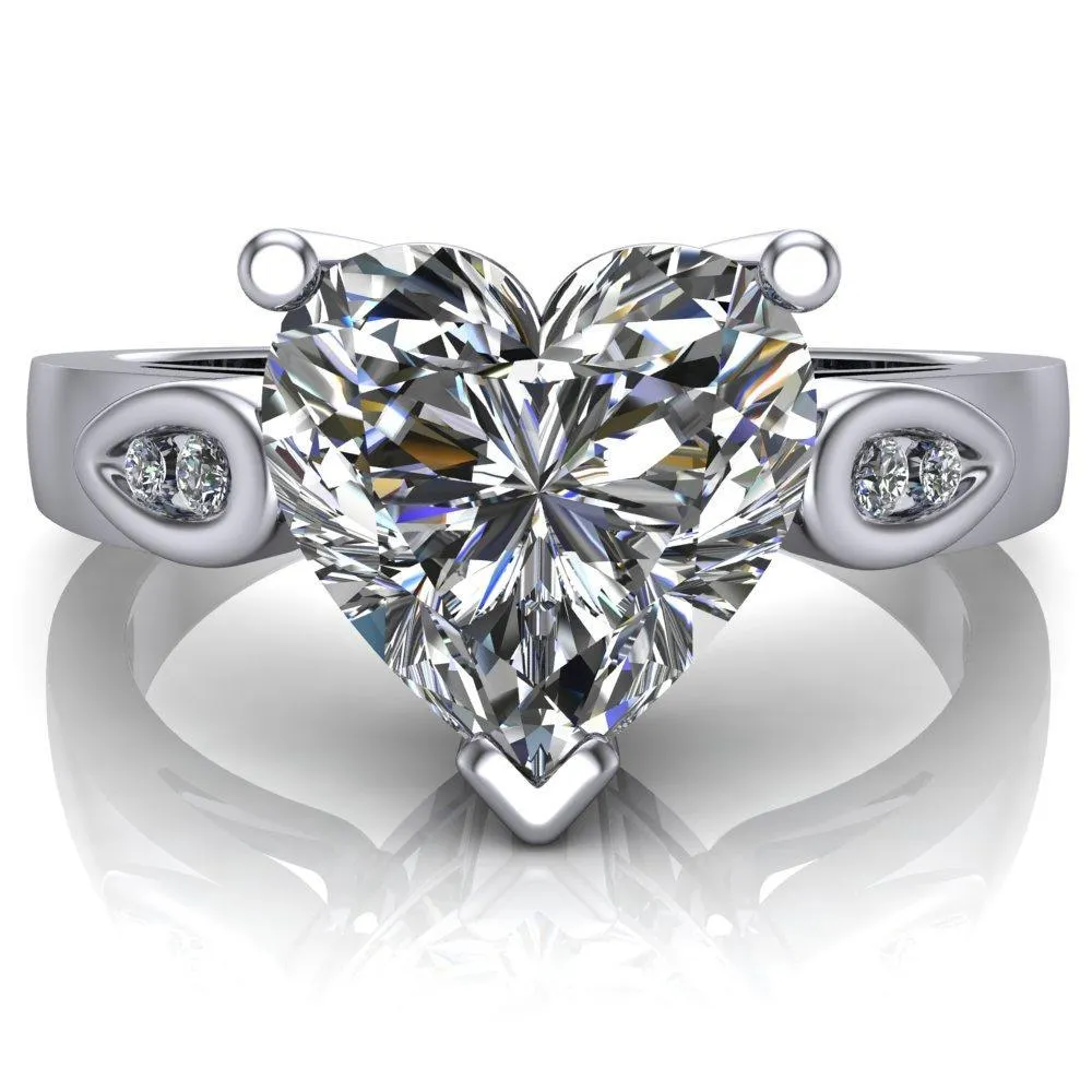 Kiera Heart Moissanite Drop Shoulders Shank Diamond Ring