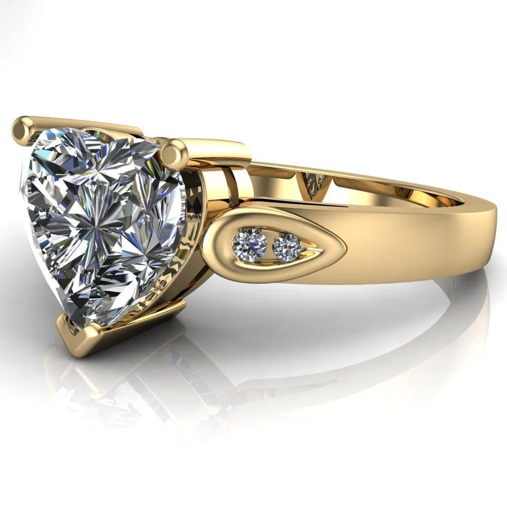 Kiera Heart Moissanite Drop Shoulders Shank Diamond Ring