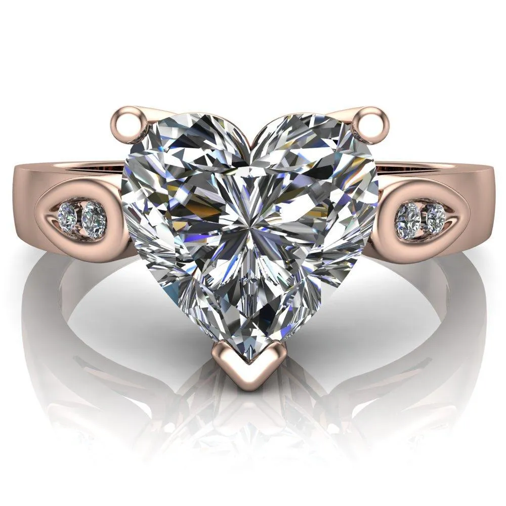 Kiera Heart Moissanite Drop Shoulders Shank Diamond Ring