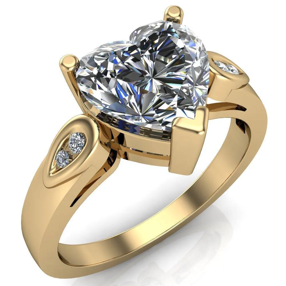 Kiera Heart Moissanite Drop Shoulders Shank Diamond Ring