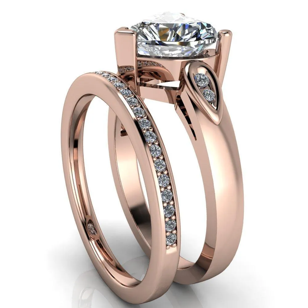 Kiera Heart Moissanite Drop Shoulders Shank Diamond Ring