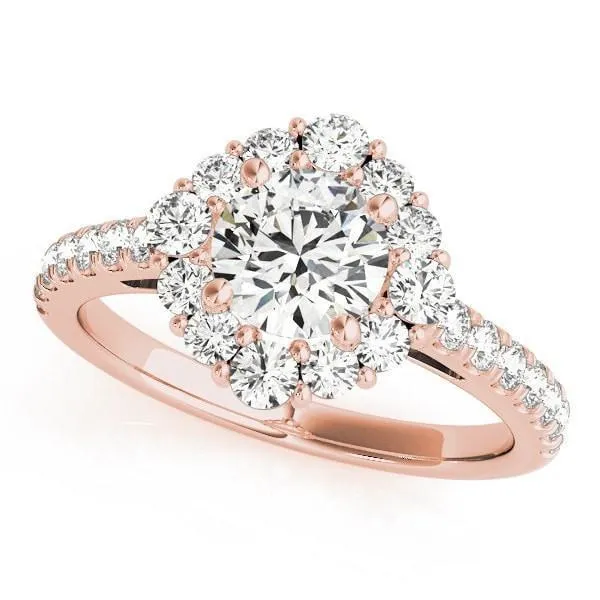 Kirsten Round Center Stone Halo 4 Prong Engagement Ring