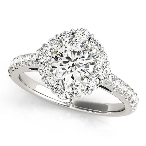 Kirsten Round Center Stone Halo 4 Prong Engagement Ring