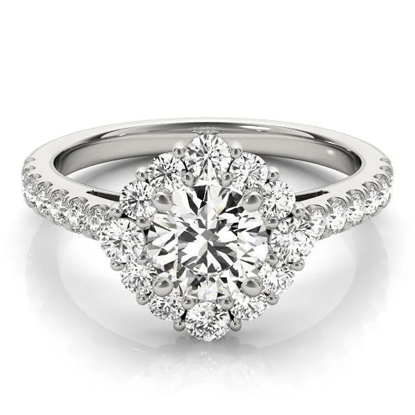 Kirsten Round Center Stone Halo 4 Prong Engagement Ring