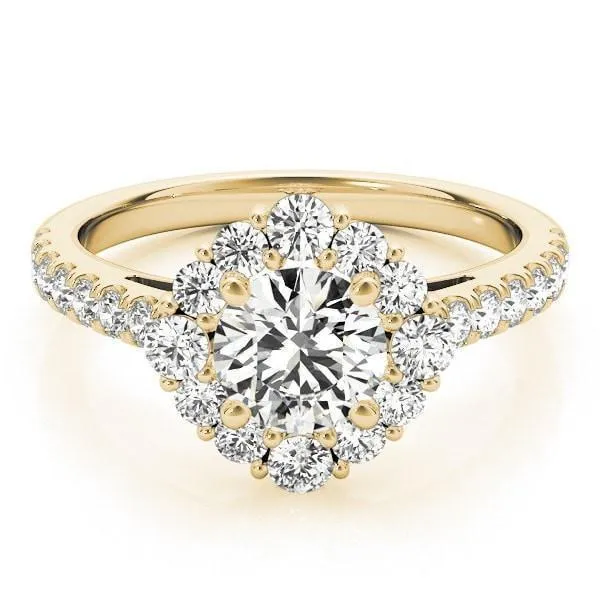 Kirsten Round Center Stone Halo 4 Prong Engagement Ring