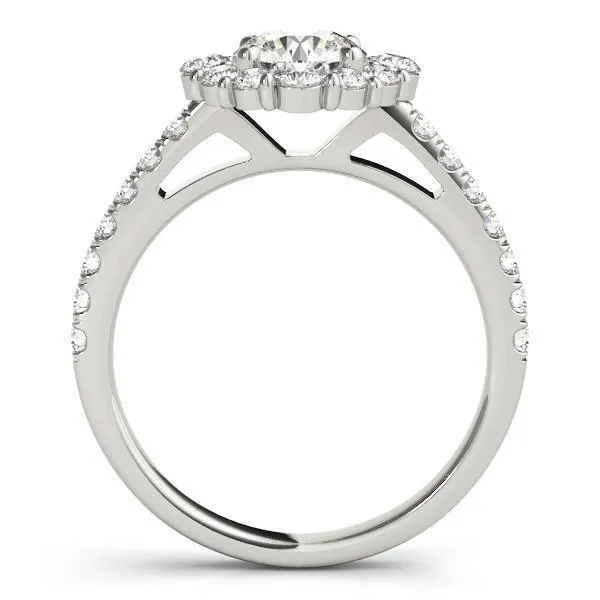 Kirsten Round Center Stone Halo 4 Prong Engagement Ring