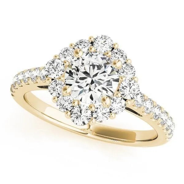 Kirsten Round Center Stone Halo 4 Prong Engagement Ring