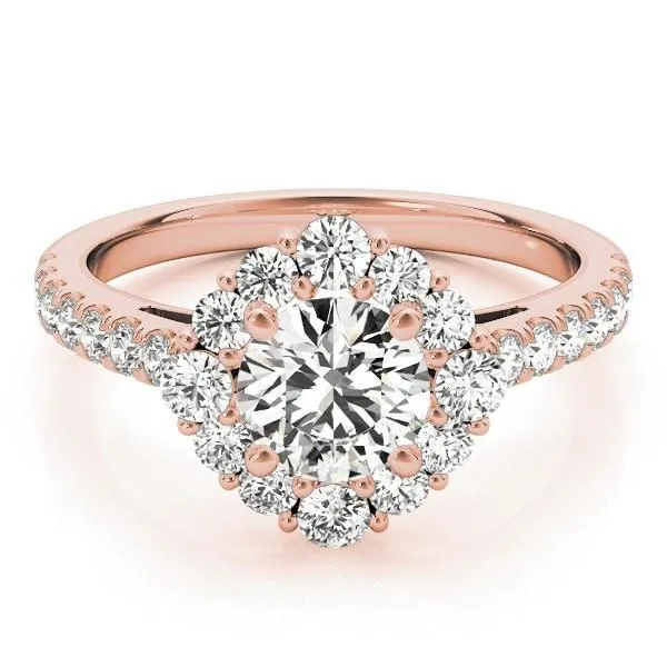 Kirsten Round Center Stone Halo 4 Prong Engagement Ring