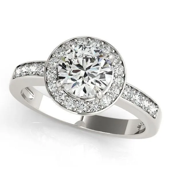 Kirsty Round Center Stone Halo 4 Prong Engagement Ring